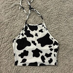 Cow Print Haltar Top